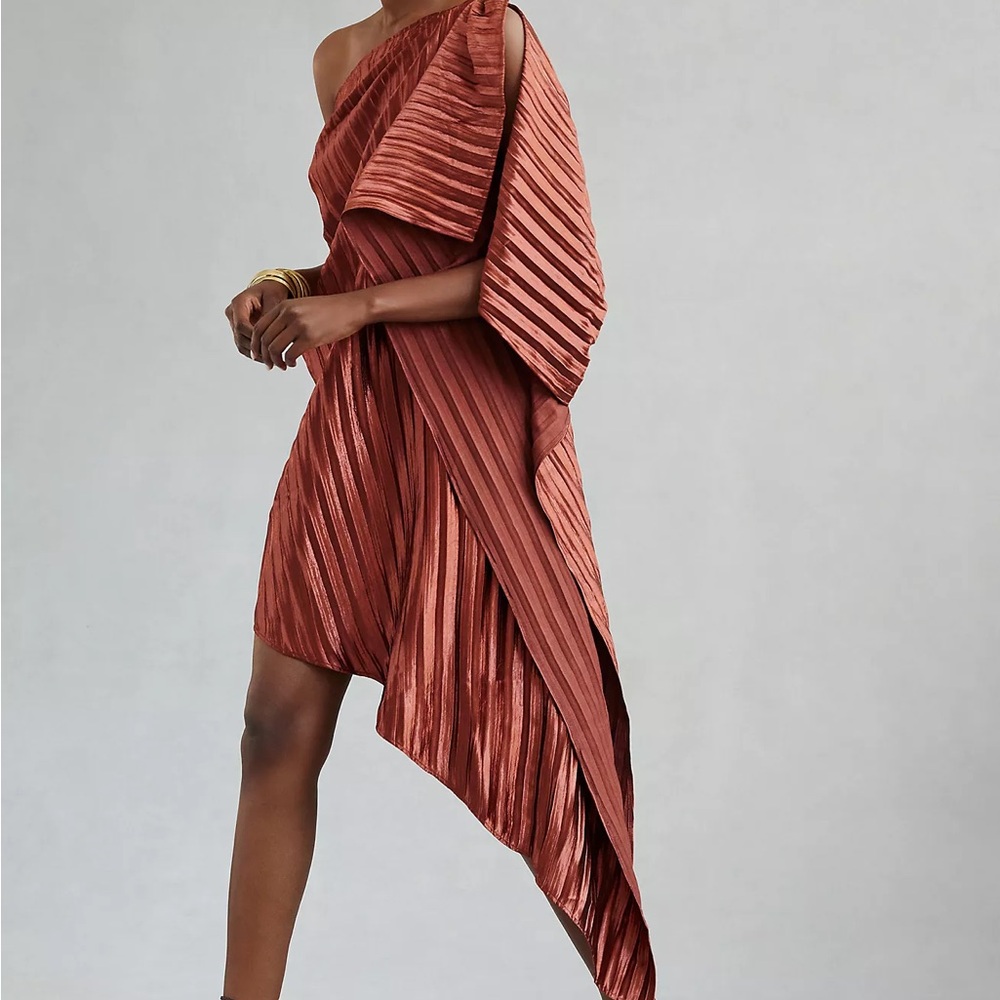 Anthropologie Rust Asymmetrical Dress